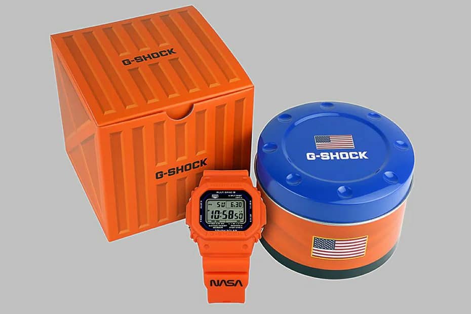 casios bright orange g shock watch is inspired by nasa space szne.1200